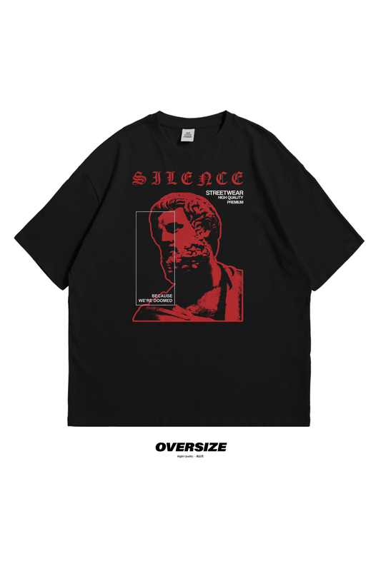 Silence T-shirt, tee, tech, cyber, cripto, streetwear, red, street, stile, trends, shop, merch, gift