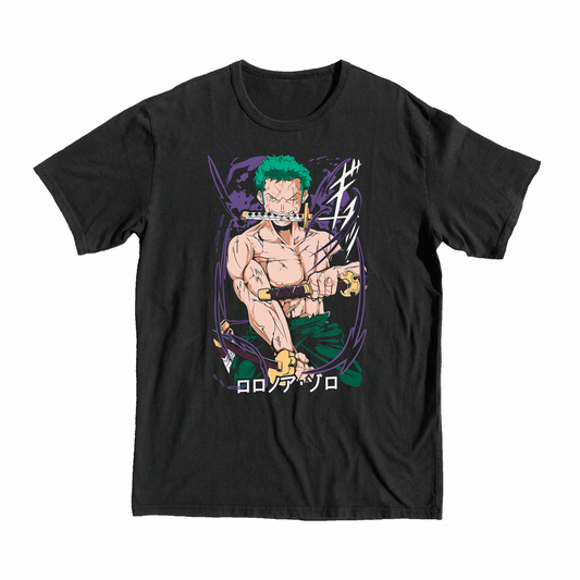 One Piece Premium Zoro T-Shirt, tee, shop, anime, manga, one, piece, roronoa, ninja, black, karate, green, trend, merch, top, gift