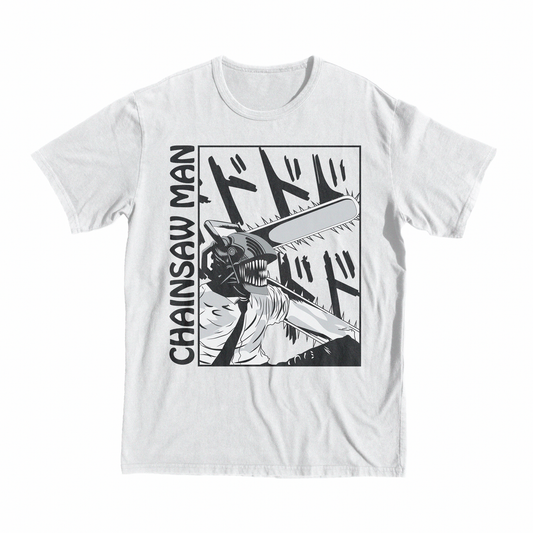 Chainsaw Man Black White T-shirt anime manga shop anime manga shop buy top tee black style wow gift now online 