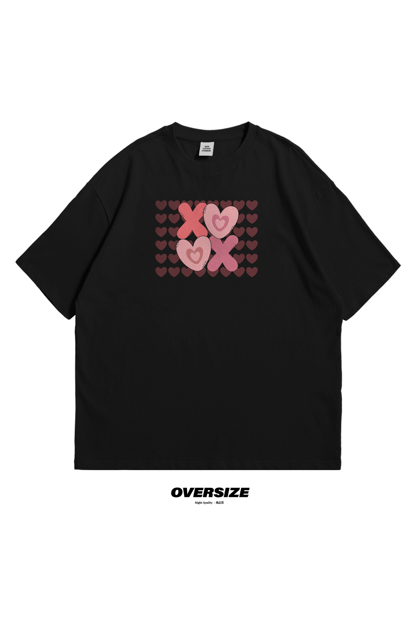 XOX Heart Pattern Oversized T-Shirt