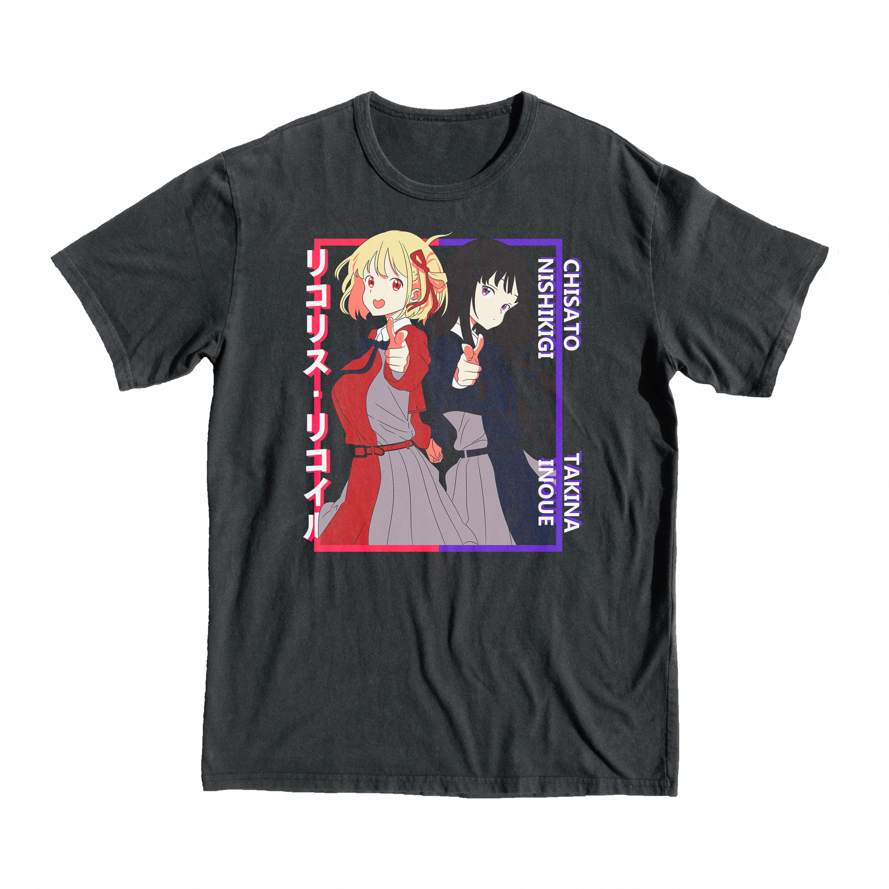 Lycoris Recoil Chisato & Takina Graphic T-Shirt - Black / S