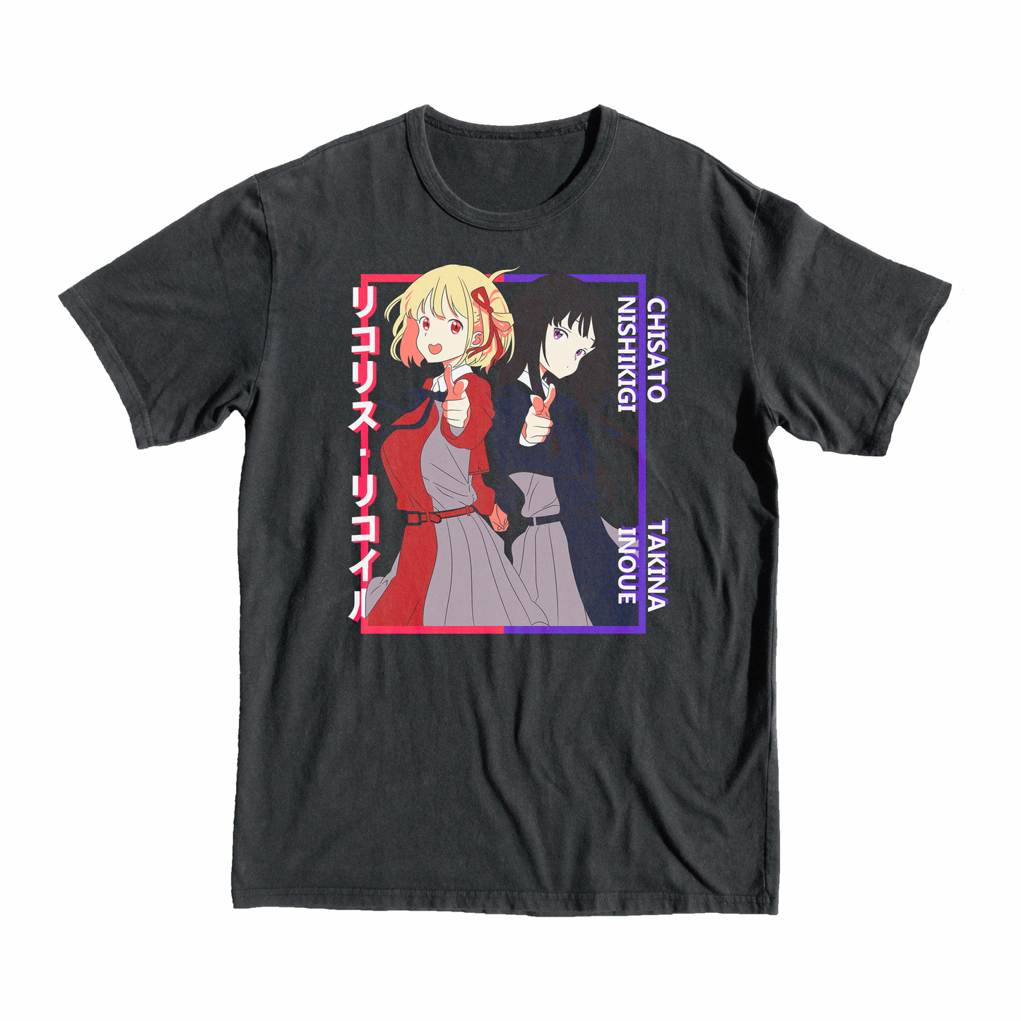 Lycoris Recoil Chisato & Takina Graphic T-Shirt, tee, shop, buy, like, black, love, style, gift, present, trend, symbul, girls