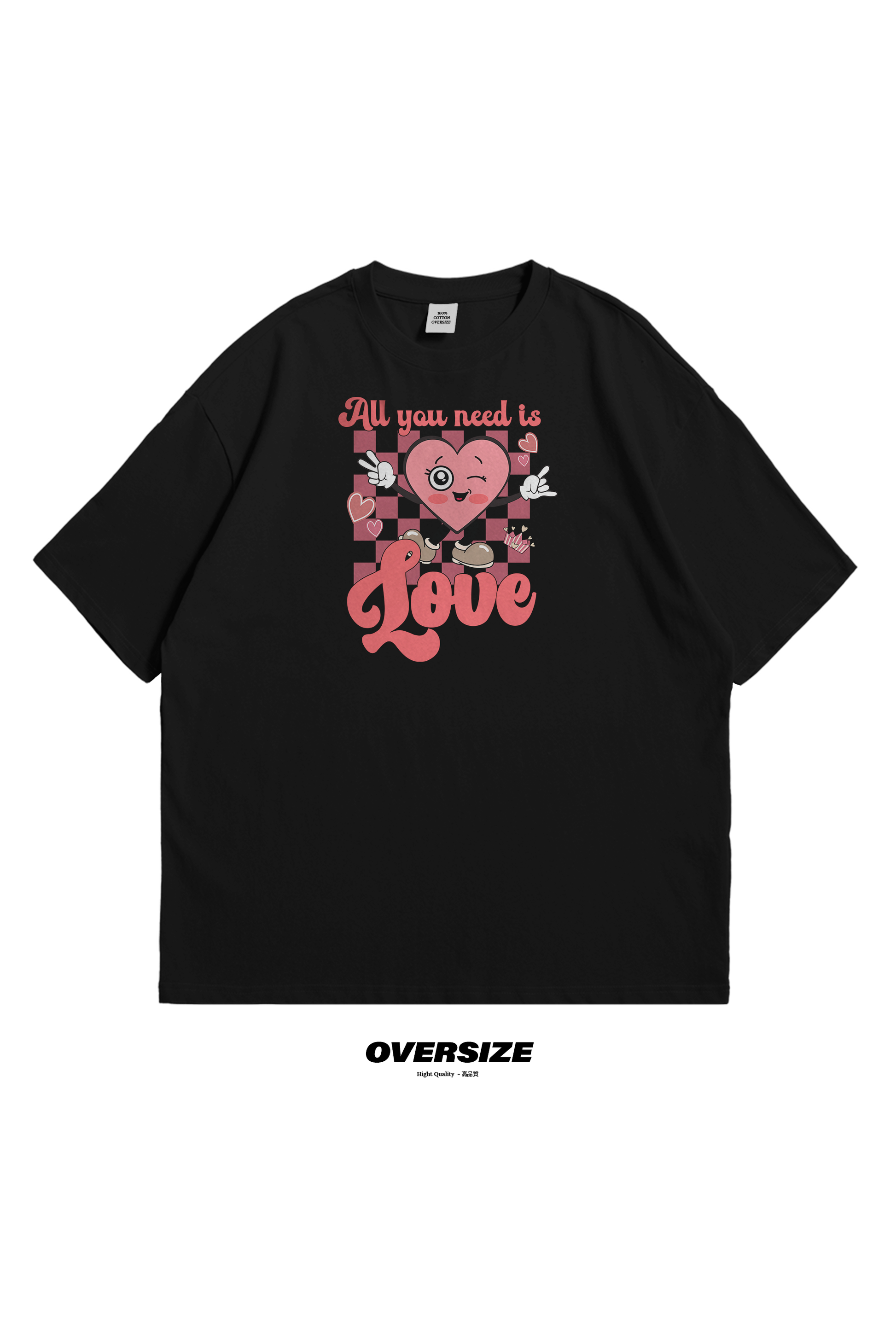 All you need is Love Oversized T-Shirt, tee, heart, love, all, valentine, gift, present, pair
