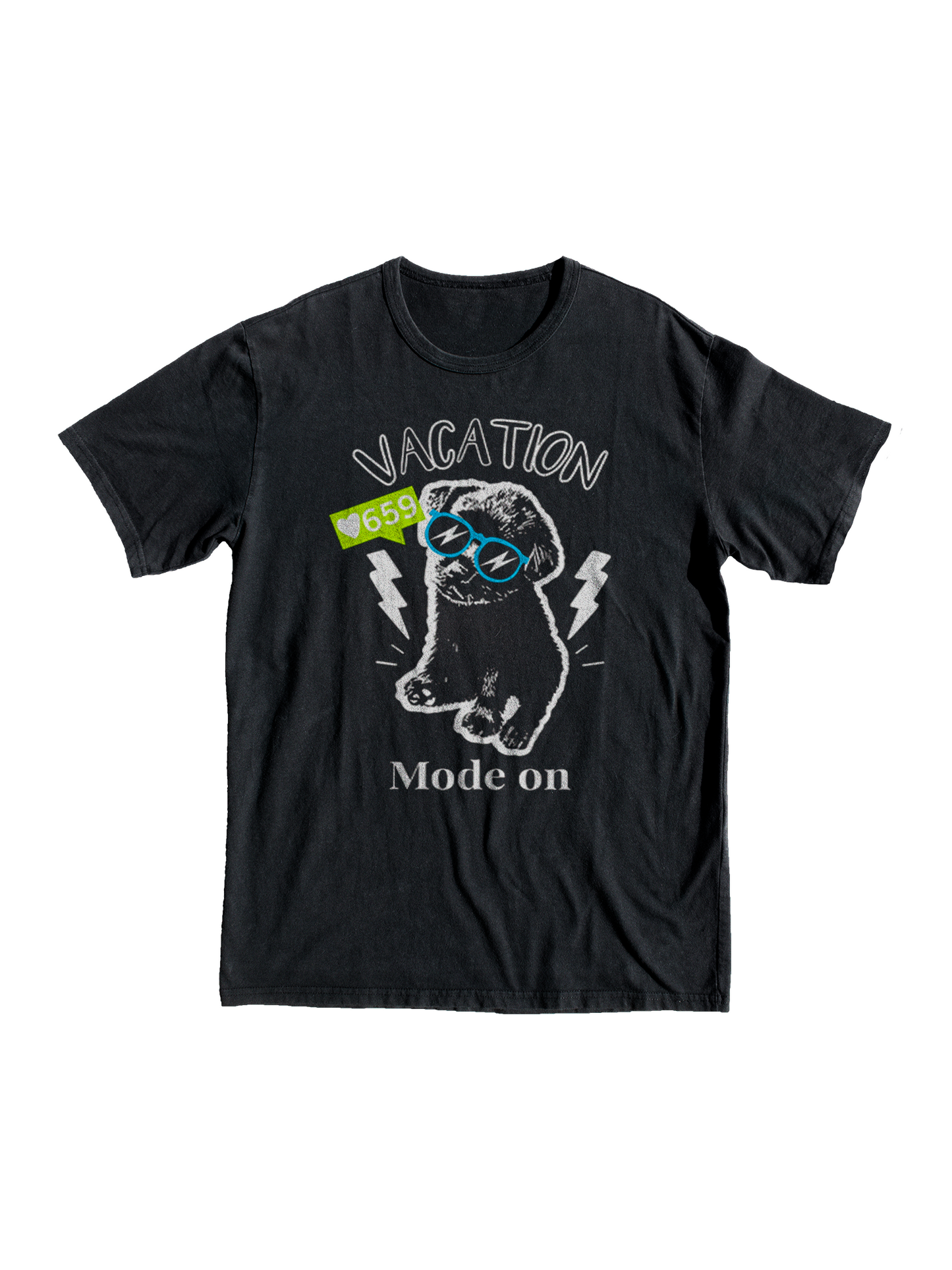 Vacation Mode ON T-shirt, dor, likes, tic tok, mode on, gift, shop, tee, glasses, present, girl, tee, black