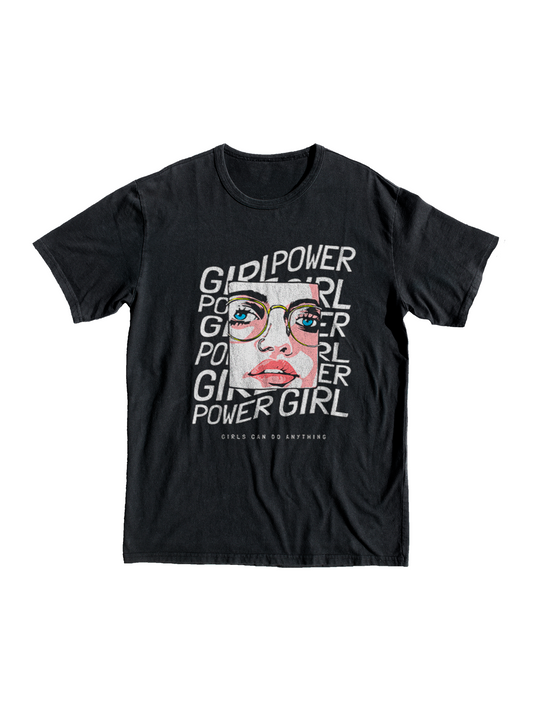 Girl Power T-shirt, tee, shop, gift, present, black, face, merch, eyes, lips, pop up, power, girl, style, modern, lñove,