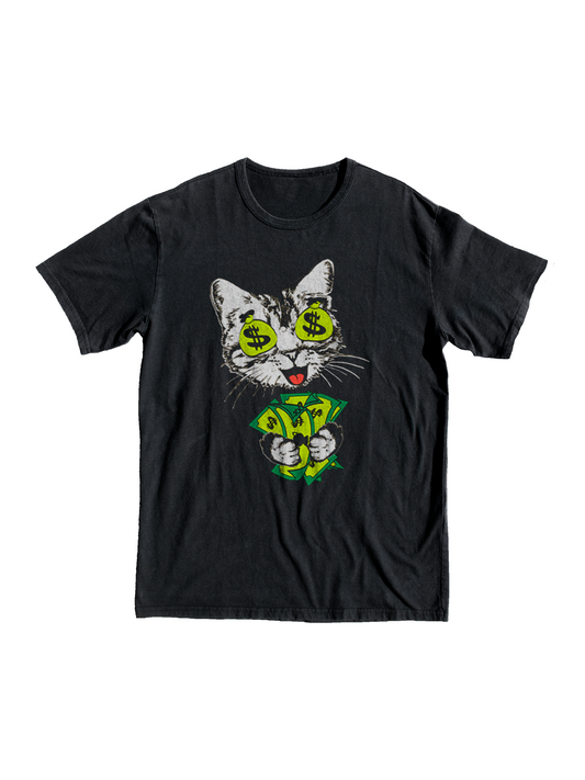 Cat Dollar T-shirt, black, shop, dollar, gift, merch, tee, black, top, present, animals, cuttie, kitty