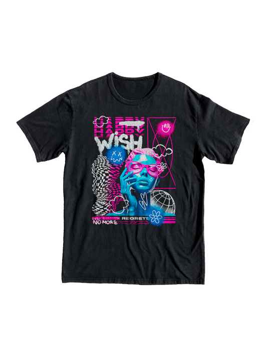 Neon Wish T-shirt, tee, no more, gift, present, girl, woman, pink, tech, neon, cyberpunk, merch, power, art, smile, earth