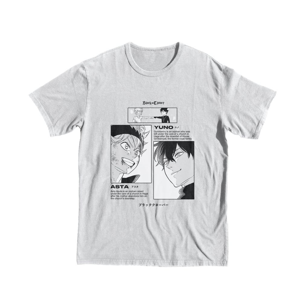 Black Clover Asta & Yuno T-shirt tee anime manga black white