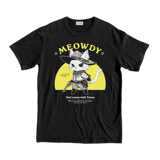Black Texas Anime Cat Tshirt 