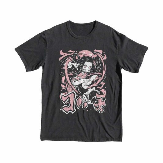 Demon Slayer Nezuko Dynamic T-shirt dance girl wow style anime manga black hair