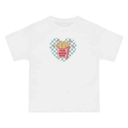 Fries before Guys Oversized T-Shirt, tee, love, heart, fries, valentine, guys, white