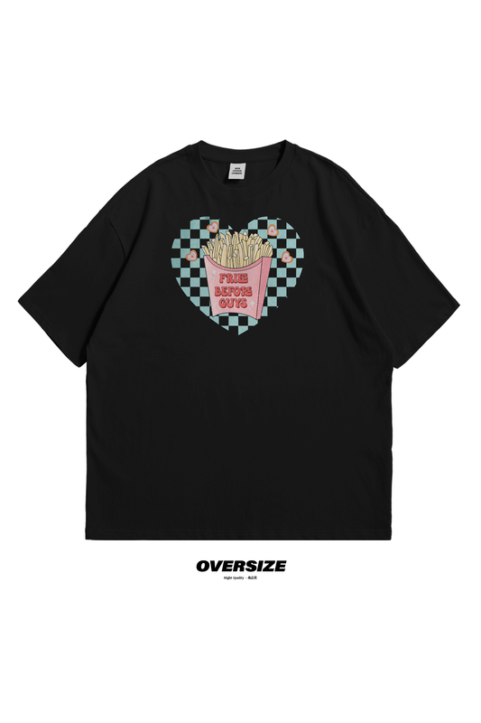 Fries before Guys Oversized T-Shirt, tee, love, heart, fries, valentine, guys
