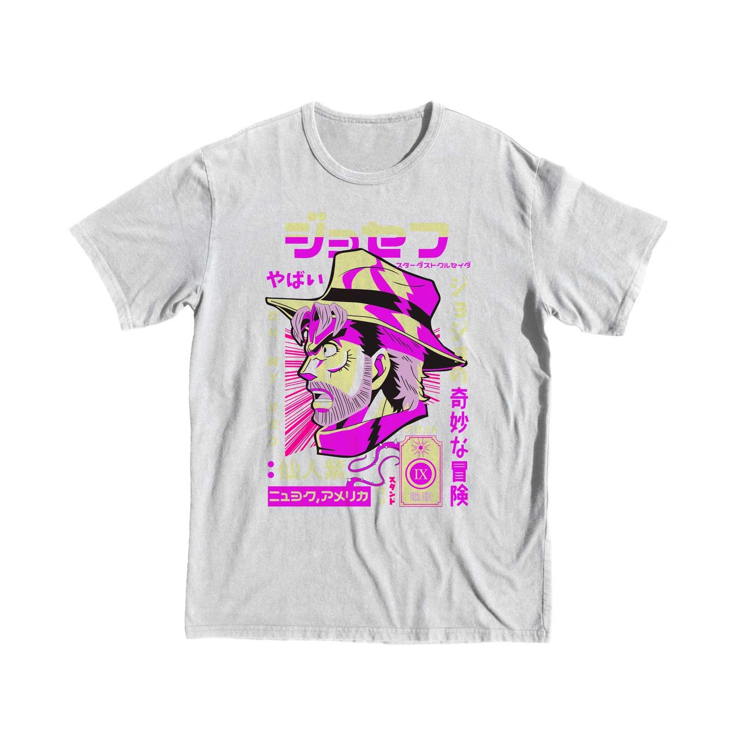 Jojo Bizarre Joseph Joestar T-shirt black white 