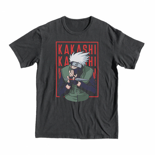 Naruto Kakashi T-shirt anime manga shop tee gift shop manga merch black knife