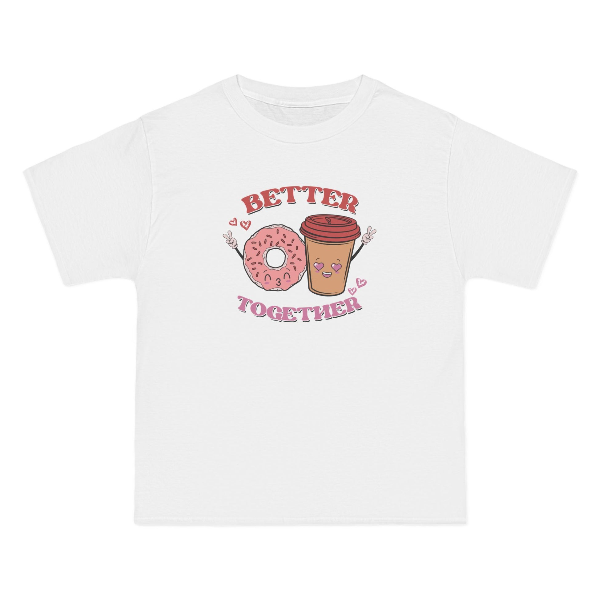 Better Oversized T-Shirt, tee, love, pair, valentine, coffee, latte, donut, white

