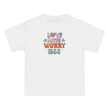love more worry less, gift, present, white, tee shop, online, merch

