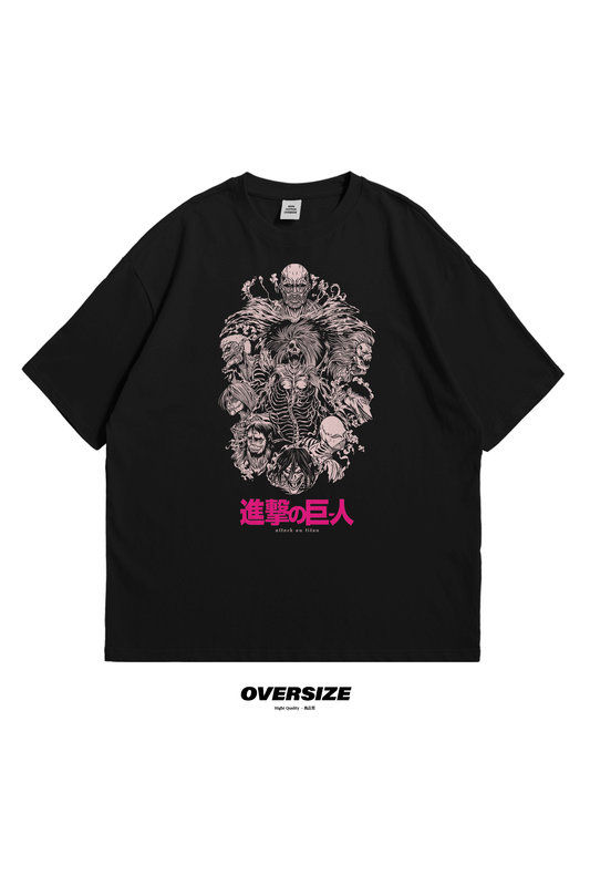 Attack on Titan Titan Collage Oversized T-Shirt. tee, shop. merch, trend, like, skull, trendy, anime, manga, shop