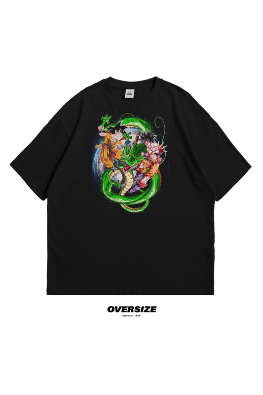Dragon Ball Z Oversize T-Shirt with Goku, Vegeta, and Shenron, anime, manga,shop, tee, dregon, hero, gift, like, buy, online