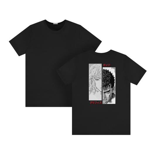 BackPrint Berserk Guts and Griffith Tee Printify