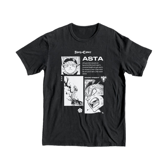 Black Clover Anime t-shirt (Black Color) featuring Asta and Black (Demon Form) Asta characters in action, inspired by the popular anime and manga series.
